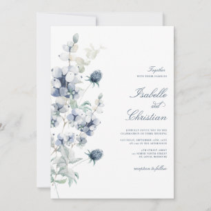 Dusty Blue Floral Wedding Invitation