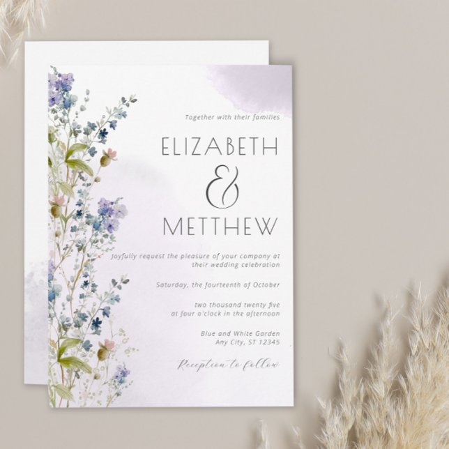 Dusty Blue Floral Wedding Invitation  (Creator Uploaded)