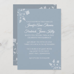 Dusty Blue Floral Wedding Invitation