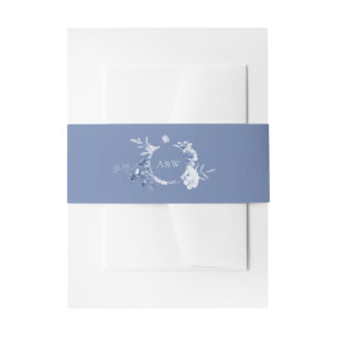 Dusty Blue Floral Wedding Invitation Belly Band