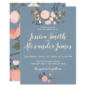 blush and blue wedding invitations zazzle co uk