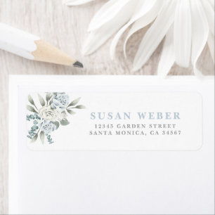 Dusty Blue Floral wedding invitation Label