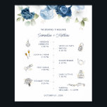 Dusty Blue Floral Wedding Itinerary Program Poster<br><div class="desc">Dusty Blue Floral Greenery Watercolor Icon Wedding Itinerary Program you can easily customise for your special day. You can change the fonts,  background and type colours by using our Design tool</div>