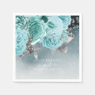 Dusty Blue Floral Wedding Luxury Napkin