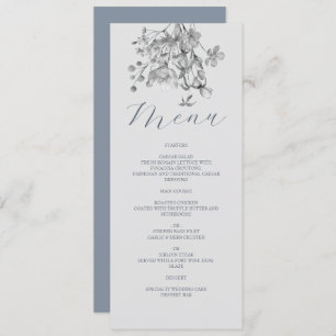 Dusty Blue Floral Wedding Menu