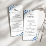 dusty blue floral wedding menu<br><div class="desc">watercolor dusty blue floral with elegant black text. Personalise the text and colours on this wedding program template.</div>