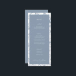 Dusty Blue Floral Wedding Menu and Thank You<br><div class="desc">Elegant vintage garden floral frame in dusty blue,  menu and thank you card. Features,  white typography with menu on front and thank you message on back.</div>