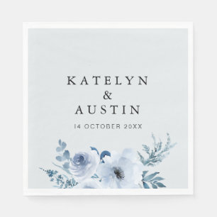 dusty blue floral wedding napkin