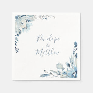 Dusty Blue Floral Wedding Napkin