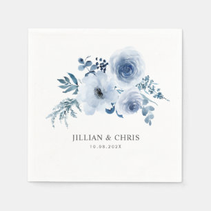 dusty blue floral wedding napkins