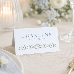 Dusty Blue Floral Wedding Place Card