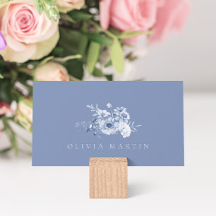 Dusty Blue Floral Wedding Place Card