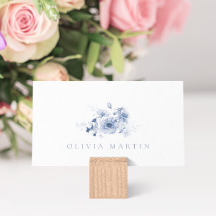 Dusty Blue Floral Wedding Place Card