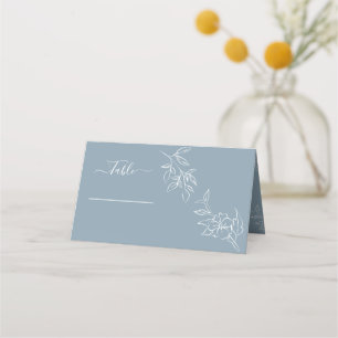 Dusty Blue Floral Wedding Place Card