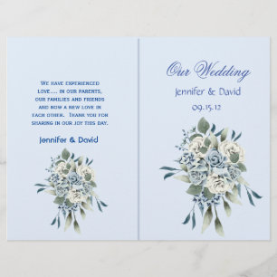 Dusty Blue Floral Wedding Program