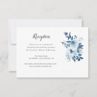 dusty blue floral wedding reception card