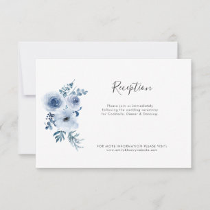 dusty blue floral wedding reception card