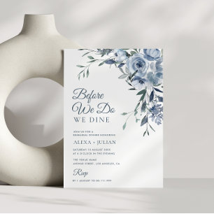 dusty blue floral wedding rehearsal invitation