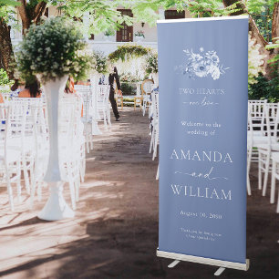 Dusty Blue Floral Wedding Retractable Banner