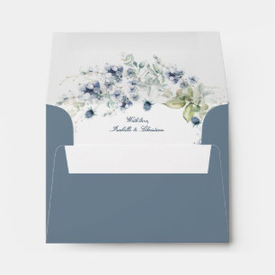 Dusty Blue Floral Wedding Return Address  Envelope