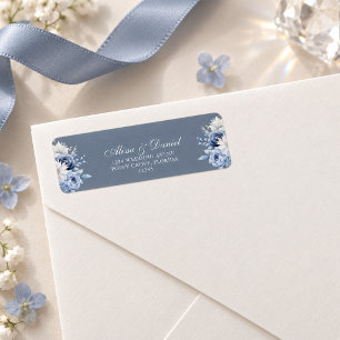 Dusty Blue Floral Wedding Return Address Label