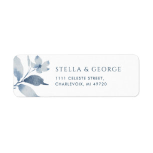 Dusty Blue Floral Wedding Return Address Label