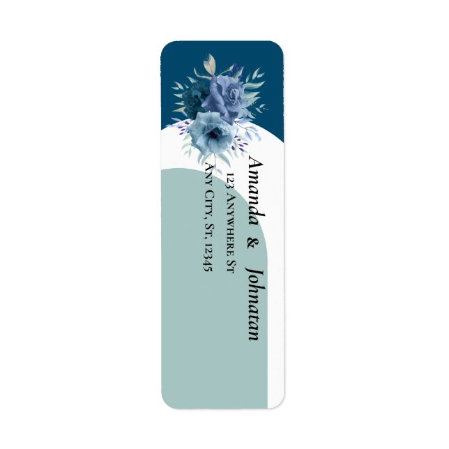 Dusty Blue Floral Wedding Return Address Labels  (Front)