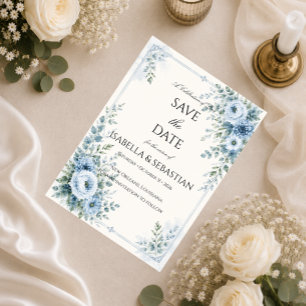 Dusty Blue Floral Wedding Save The Date