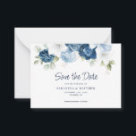 Dusty Blue Floral Wedding Save the Date Card<br><div class="desc">Elegant floral watercolor dusty blue,  white,  and navy floral bouquet wedding save the date card. The card features a script "Save the Date",  that can be changed to a font type of your choice that are available here when you click the "Personalise" button.</div>