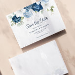 Dusty Blue Floral Wedding Save the Date Card<br><div class="desc">Elegant floral watercolor dusty blue,  white,  and navy floral bouquet wedding save the date card. The card features a script "Save the Date",  that can be changed to a font type of your choice that are available here when you click the "Personalise" button.</div>