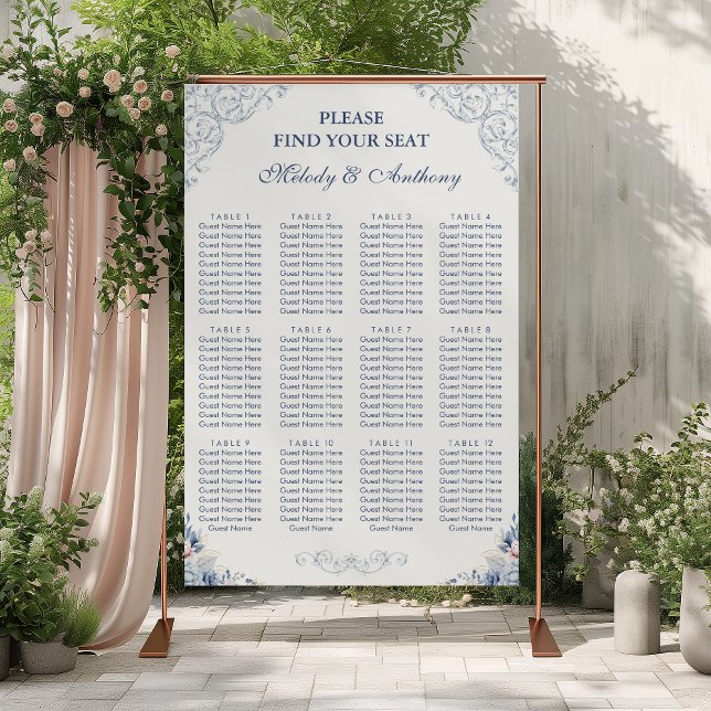 Dusty Blue Floral Wedding Seating Chart (Creator Uploaded)