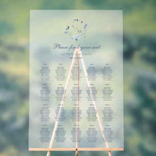 Dusty Blue Floral Wedding Seating Chart 