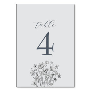 Dusty Blue Floral Wedding Table Number