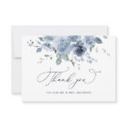 Dusty Blue Floral Wedding Thank You Card