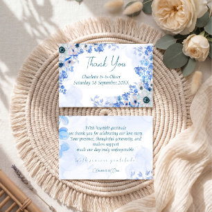 Dusty Blue Floral Wedding Thank You Card