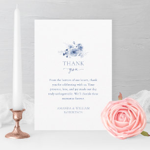 Dusty Blue Floral Wedding Thank You Card