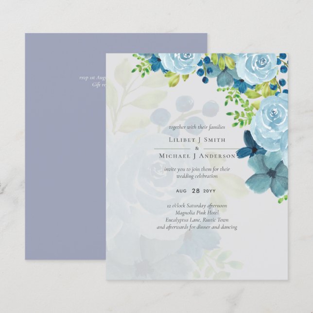 Dusty Blue Floral Wedding Trending Budget (Front/Back)