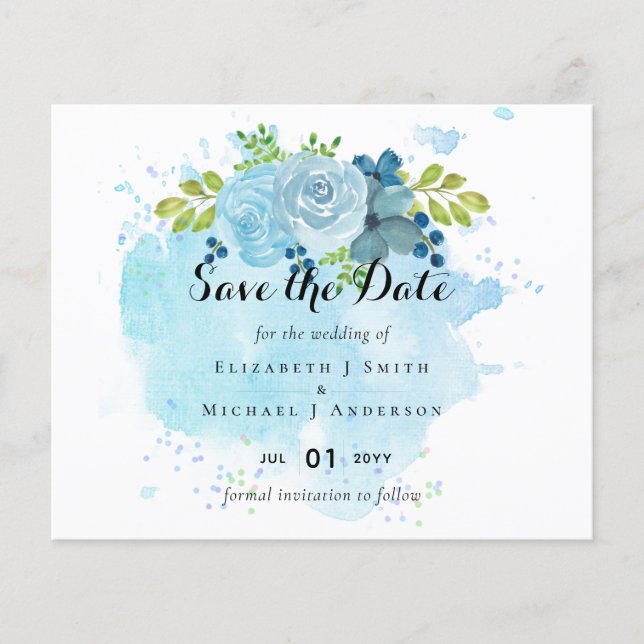 Dusty Blue Floral Wedding Trending Budget (Front)