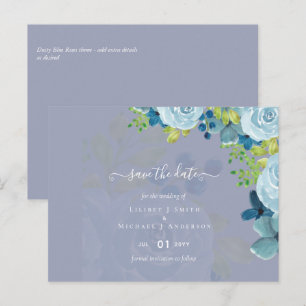 Dusty Blue Floral Wedding Trending Budget Postcard