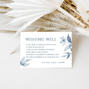Dusty Blue Floral Wedding Wishing Well Card