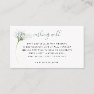 Dusty Blue Floral Wedding Wishing Well Enclosure Card