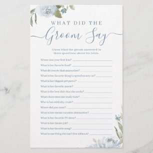 Dusty blue floral what did the groom say game