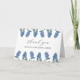 Dusty Blue Floral Wildflower Wedding Thank you Card