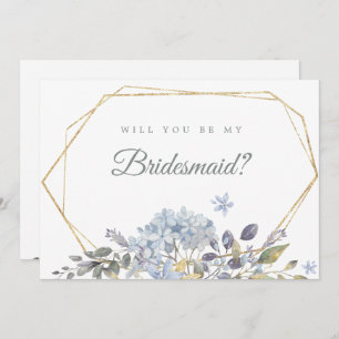 Dusty Blue Floral Will You Be My Bridesmaid Invitation