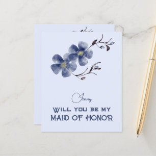 Dusty Blue Floral Will You Be My Maid of Honour