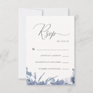 Dusty Blue Floral with Calligraphy Rsvp Card