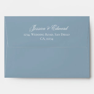 Dusty Blue Floral Wreath Return Address Envelope