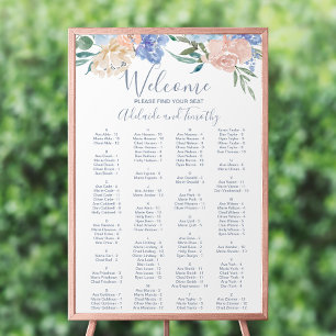 Dusty Blue Florals Alphabetical Seating Chart