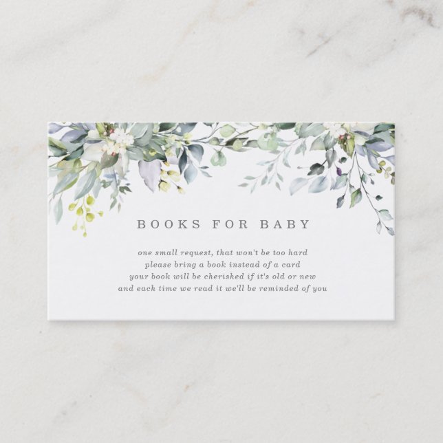 Dusty Blue Florals Books for Baby Card (Front)