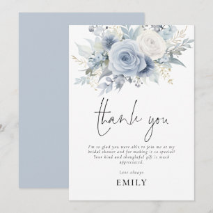 Dusty Blue Florals Bridal Shower Thank You Card
